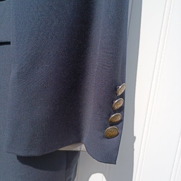 HART SCHAFFNER MARX Jacket Mens 50R Navy Blue Blazer Coat Bronze Buttons Vintage - Picture 3 of 16